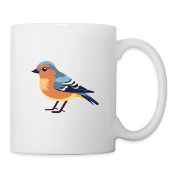Buchfink-Karikatur-Kawaii-Aquarellillustration - Tasse - Weiß - Rechts