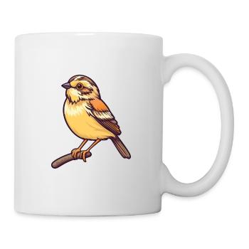 Emberiza-Vogel-Karikatur Kawaii Bunte Illustration - Tasse - Weiß - Rechts