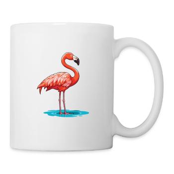 Flamingo Cartoon Kawaii Watercolor Illustration - Mug - white - Right