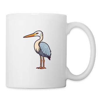 Großer blauer Reiher Cartoon Kawaii Illustration - Tasse - Weiß - Rechts