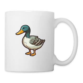 Mallard Cartoon Kawaii Aquarelle Illustration - Mug blanc - blanc - Droite