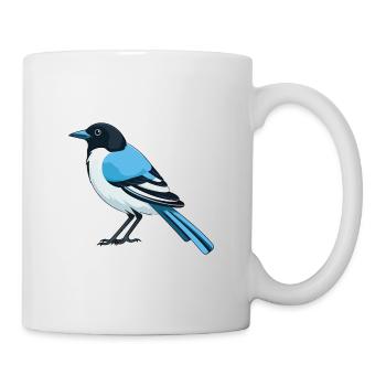 Magpie Cartoon Kawaii Aquarelle Illustration - Mug blanc - blanc - Droite