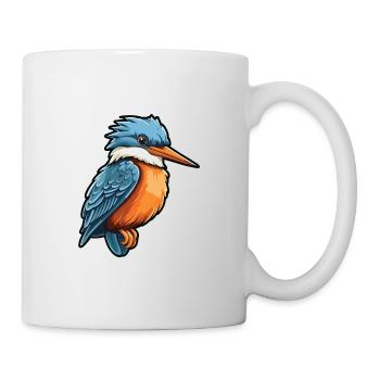 Kingfisher Cartoon Kawaii Aquarelle Illustration - Mug blanc - blanc - Droite
