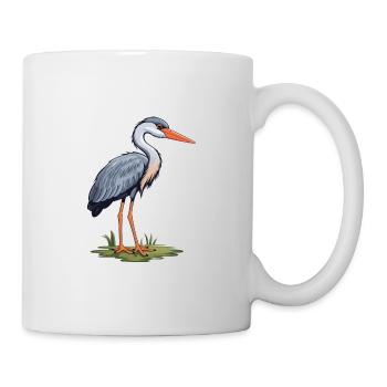 Reiher-Karikatur-Kawaii-Aquarell-Illustration - Tasse - Weiß - Rechts