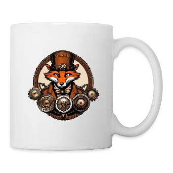 Steampunk Fuchs / Zahnrad / Bronze / Old School - Tasse - Weiß - Rechts