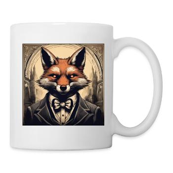 Fuchs im Anzug / Tier / lustig / Fell / Wild - Tasse - Weiß - Rechts