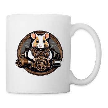 Steampunk Hamster / Gear / Bronze / Old School - Mug - white - Right