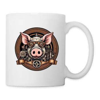 Steampunk Pig / Gear / Bronze / Old School - Mug - white - Right