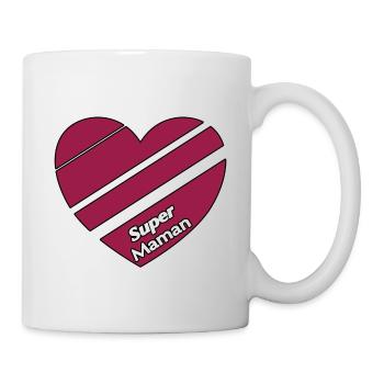 Design Coeur mauve rayé - Idée cadeau Super Maman - Mug blanc - blanc - Droite