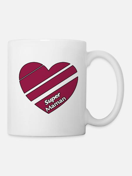 Design Coeur mauve rayé - Idée cadeau Super Maman - Mug blanc - blanc