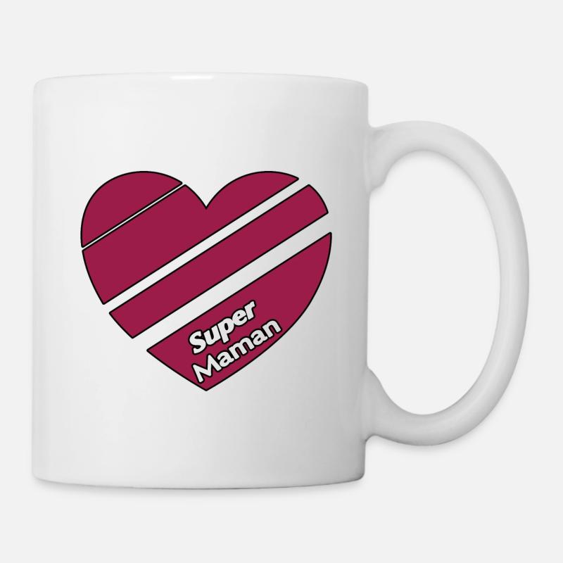 Design Coeur mauve rayé - Idée cadeau Super Maman - Mug blanc - blanc