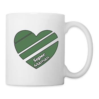 Design Coeur rayé vert - Idée cadeau Super Maman - Mug blanc - blanc - Droite