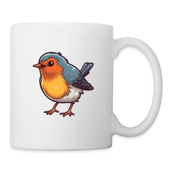Robin Cartoon Kawaii Aquarell Illustration - Tasse - Weiß - Rechts
