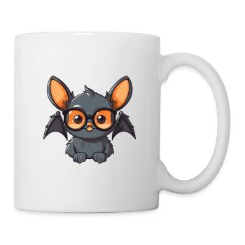 Bat Wearing Glasses Cartoon Kawaii Illustration - Mug - white - Right