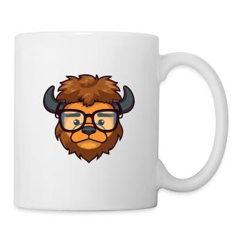 Bison portant des lunettes Dessin animé Kawaii Illustration - Mug blanc - blanc - Droite