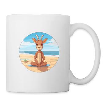 Antilopenkarikatur Yoga Strand Sommer Illustration - Tasse - Weiß - Rechts