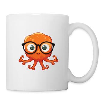 Octopus With Glasses Cartoon Kawaii Illustration - Mug - white - Right