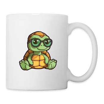 Tortoise With Glasses Cartoon Kawaii Illustration - Mug - white - Right
