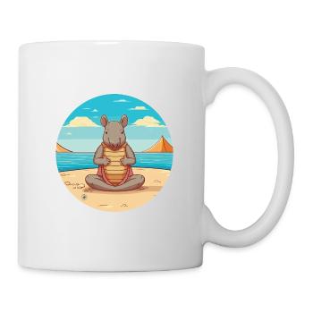 Gürteltier-Karikatur-Yoga-Strand-Sommer-Illustration - Tasse - Weiß - Rechts