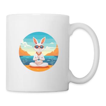 Hasenkarikatur Yoga Strand Sommer Illustration - Tasse - Weiß - Rechts