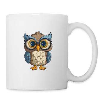 Eule trägt Brille Karikatur Kawaii Illustration - Tasse - Weiß - Rechts