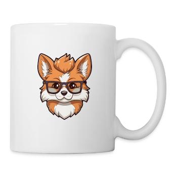 Wolf trägt Brille Karikatur Kawaii Illustration - Tasse - Weiß - Rechts