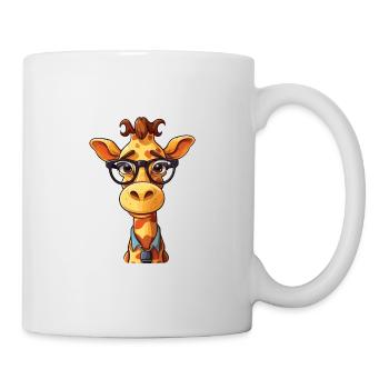 Giraffe With Glasses Cartoon Kawaii Illustration - Mug - white - Right