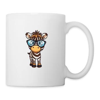 Zebra trägt Brille Karikatur Kawaii Illustration - Tasse - Weiß - Rechts