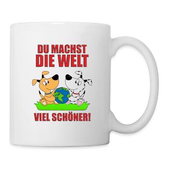 DU MACHST DIE WELT VIEL SCHÖNER! - HUNDE - LIEBE - Tasse - Weiß - Rechts