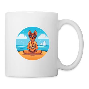 Chien Cartoon Yoga Beach Illustration d’été - Mug blanc - blanc - Droite