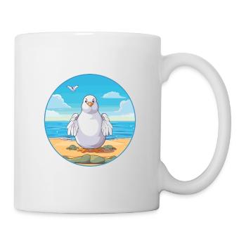 Dove Cartoon Yoga Beach Illustration d’été - Mug blanc - blanc - Droite