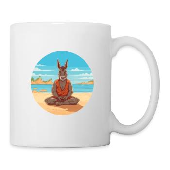 Donkey Cartoon Yoga Beach Summer Illustration - Mug - white - Right