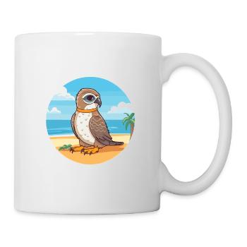 Falcon Cartoon Yoga Beach Summer Illustration - Mug - white - Right