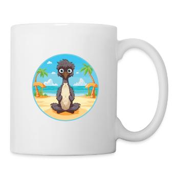Emu-Karikatur-Yoga-Strand-Sommer-Illustration - Tasse - Weiß - Rechts
