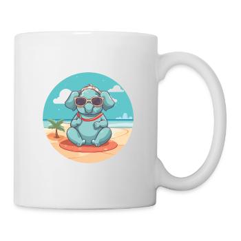 Elefantenkarikatur Yoga Strand Sommer Illustration - Tasse - Weiß - Rechts