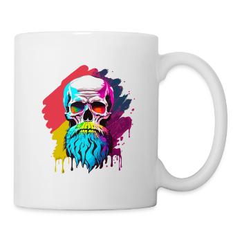 Totenkopf Hipster Farbe - Tasse - Weiß - Rechts