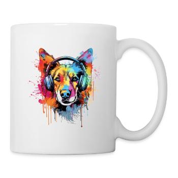 Dog with headphones music - Mug - white - Right