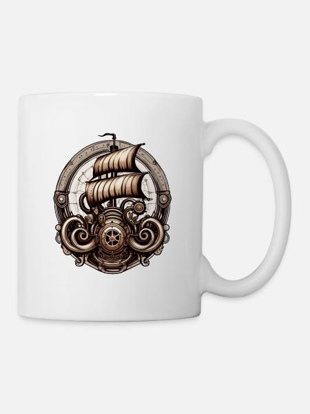 Bateau pirate / Bateau / Mer / Océan / Vagues - Mug blanc - blanc