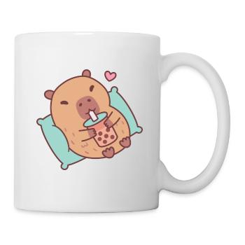 Mignon Capybara refroidir et boire du thé à bulles - Mug blanc - blanc - Droite