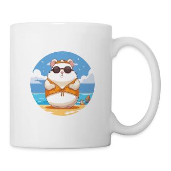 Hamster-Karikatur-Yoga-Strand-Sommer-Illustration - Tasse - Weiß - Rechts