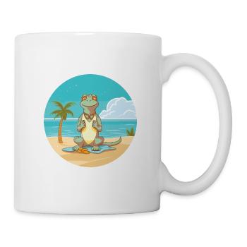 Iguana Cartoon Yoga Beach Summer Illustration - Mug - white - Right