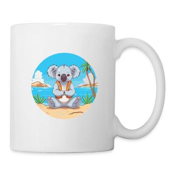 Koala-Karikatur-Yoga-Strand-Sommer-Illustration - Tasse - Weiß - Rechts