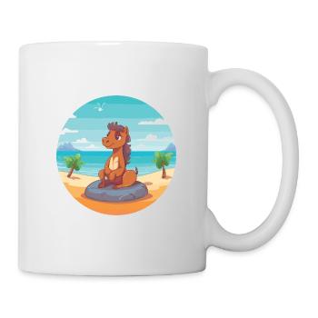 Pferdekarikatur Yoga Strand Sommer Illustration - Tasse - Weiß - Rechts