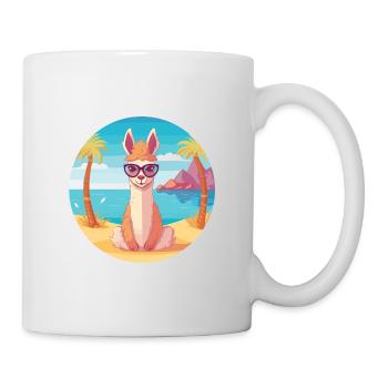 Llama Cartoon Yoga Beach Summer Illustration - Mug - white - Right