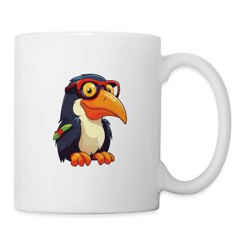Toucan Wearing Glasses Cartoon Kawaii Illustration - Mug - white - Right