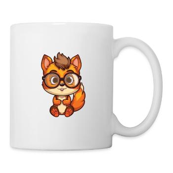 Squirrel With Glasses Cartoon Kawaii Illustration - Mug - white - Right