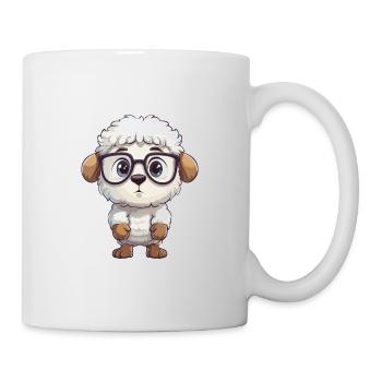 Schaf mit Brille Karikatur Kawaii Illustration - Tasse - Weiß - Rechts