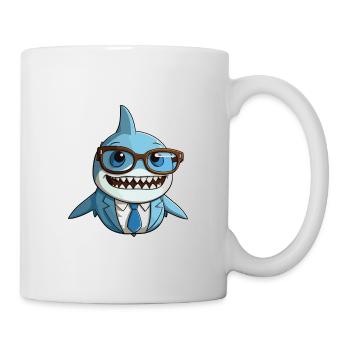 Requin portant des lunettes Dessin animé Kawaii Illustration - Mug blanc - blanc - Droite