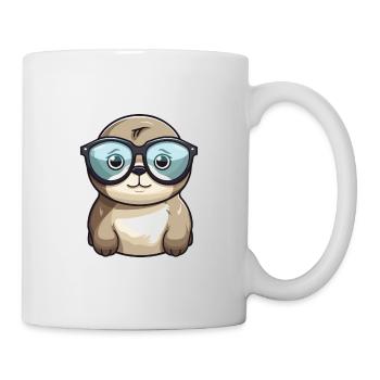 Sceau portant des lunettes Dessin animé Kawaii Illustration - Mug blanc - blanc - Droite