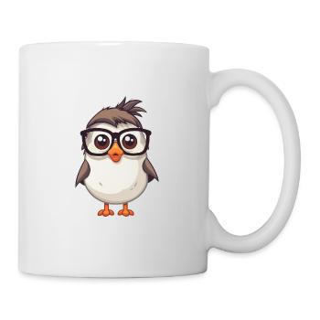 Sparrow With Glasses Cartoon Kawaii Illustration - Mug - white - Right